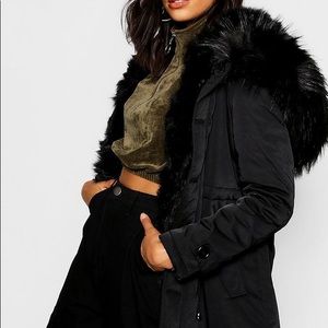 Boohoo black Parka Coat